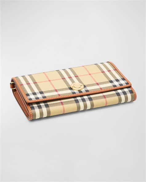 Burberry Hannah Flap Check Canvas Wallet 